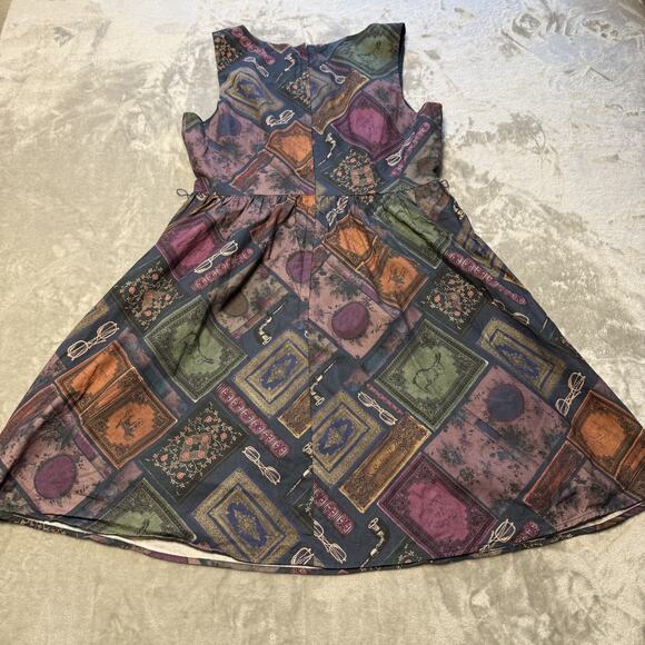 ModCloth Dress Womens L Geometric Cotton Back Zip Fit n Flare Lined - Picture 11 of 12